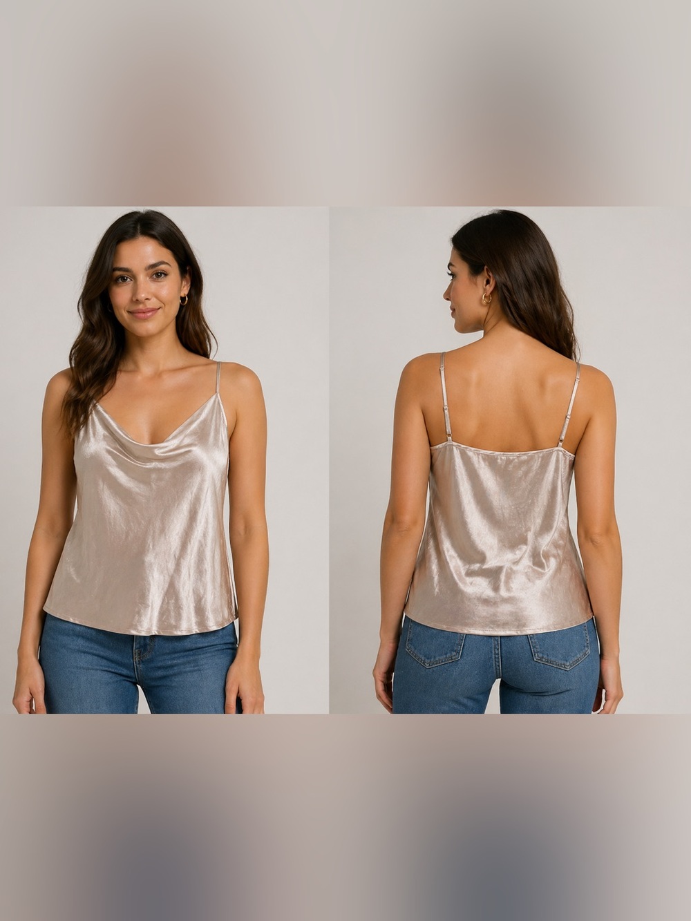 Heartloom Drape Neck Tank Top Cami Plush‎ Pink Silky Lightweight Layering Size M